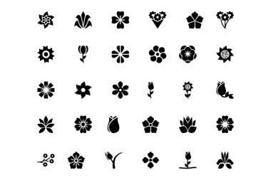 Flowers or Floral Vector Icons 6 clipart