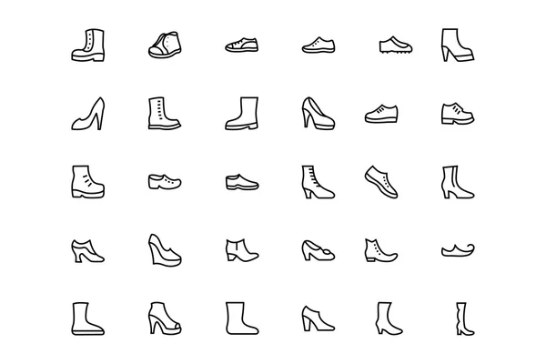 Schuhe Vektor Linie Symbole 1 — Stockvektor