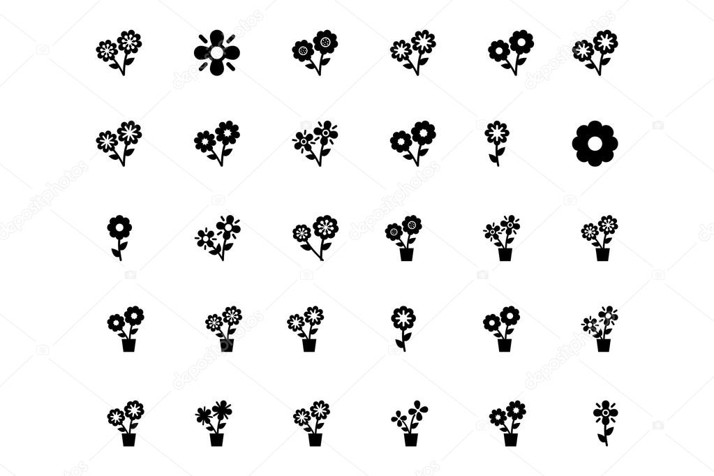 Flowers or Floral Vector Icons 4