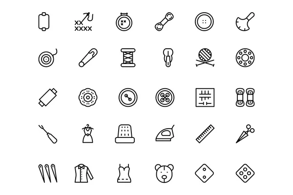 Sewing Line Vector Icons 3 — Stock Vector