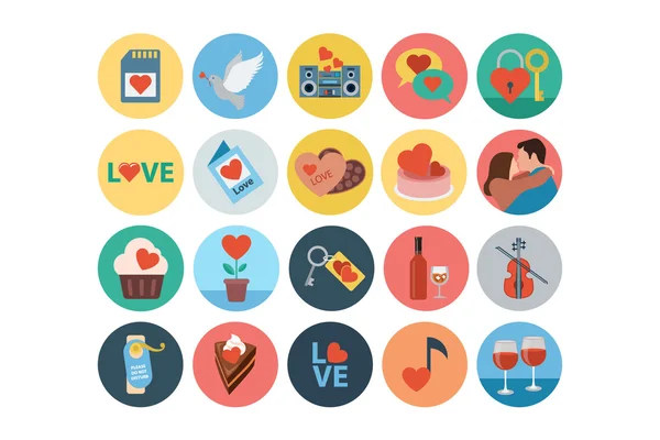 Love and Romance Flat Colored Icons 4 — Stock Vector