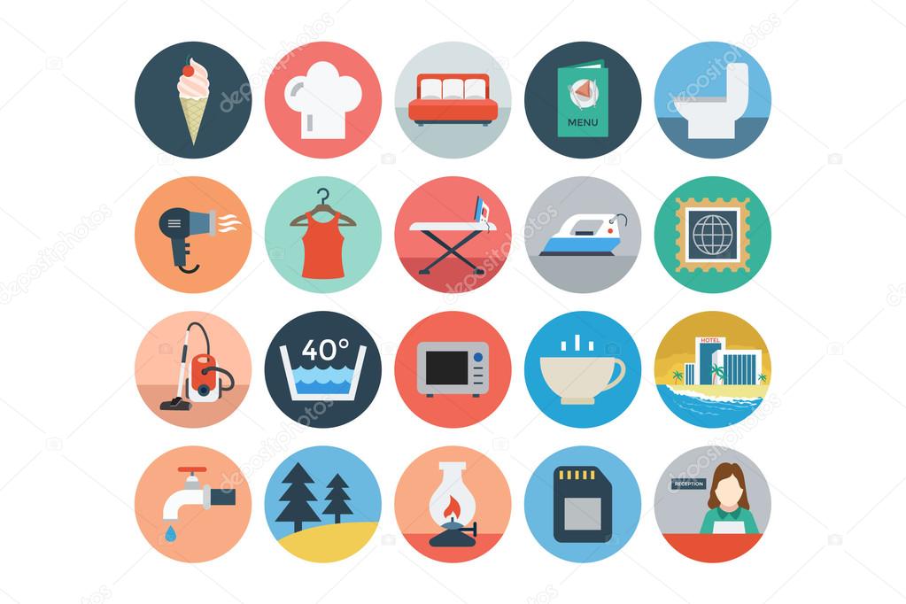 Hotel and Restaurant Flat Colored Icons 4