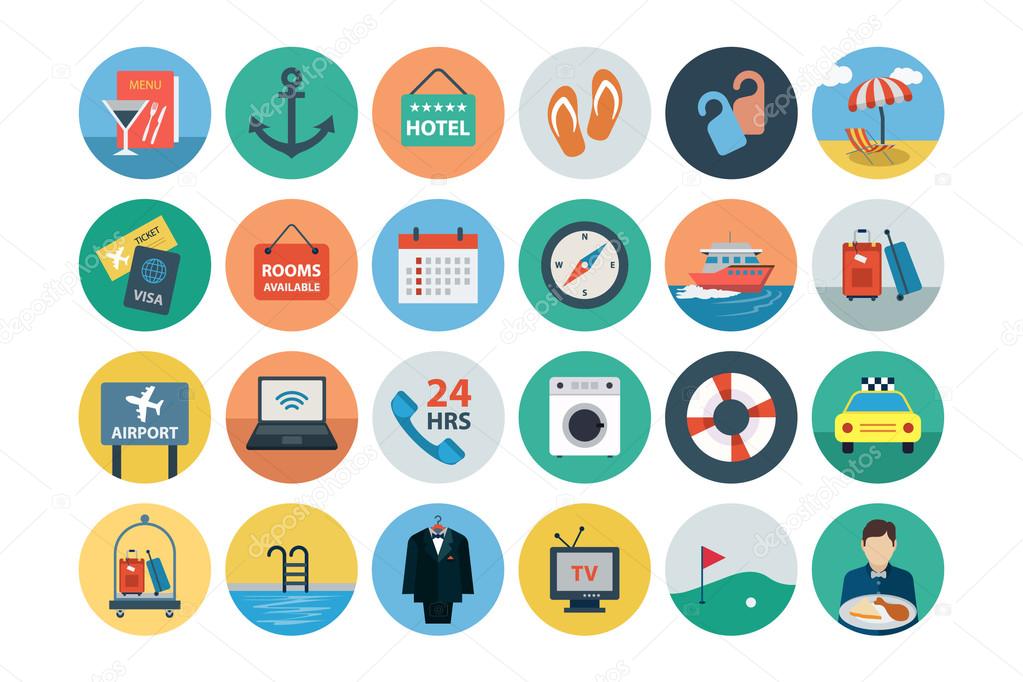 Hotel and Restaurant Flat Colored Icons 2