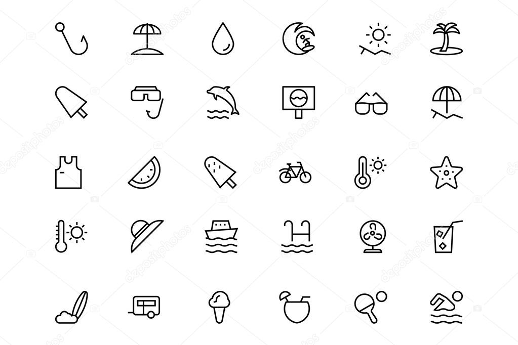 Summer and Beach Line Icons 2