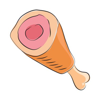 tavuk parçası renkli yarım yamalak vektör simgesi