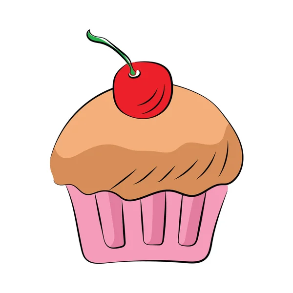 Cupcake Hand Drawn Colored Vector Icon — Stock Vector