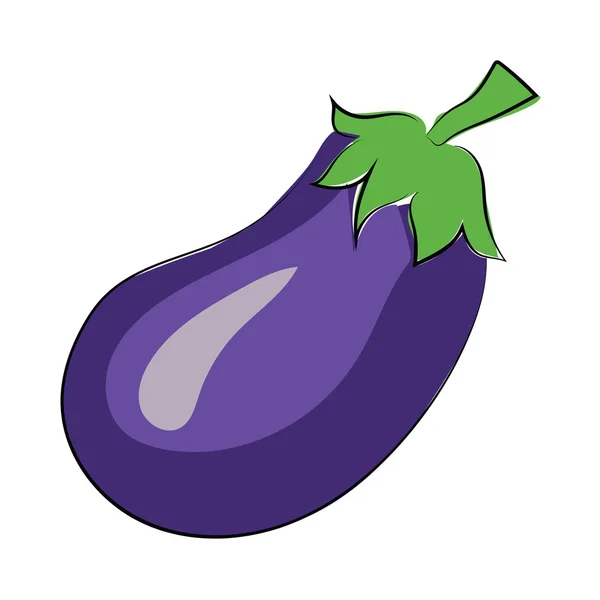 Brinjal dibujado a mano coloreado icono del vector — Archivo Imágenes Vectoriales