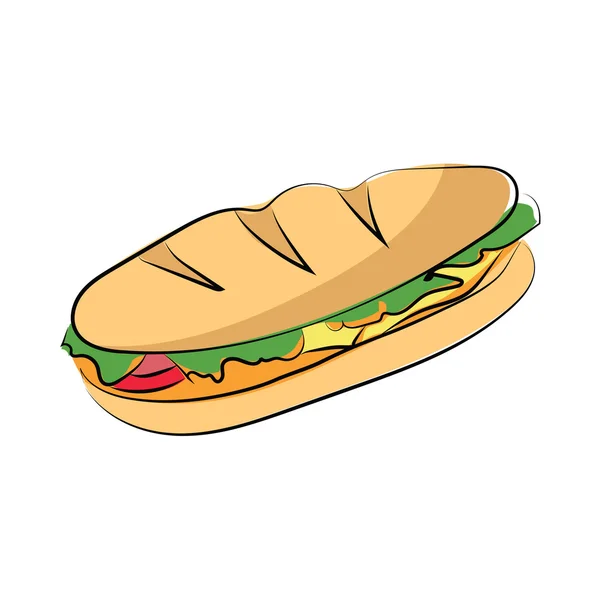 Burger Colored Sketchy Vector Icon — Stock Vector