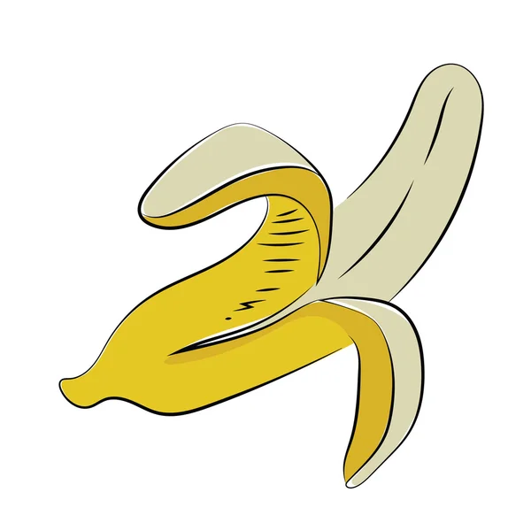 Banaan hand getekend gekleurde vector pictogram — Stockvector