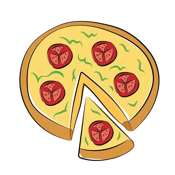 Pizza színes vázlatos vektor ikon — Stock Vector