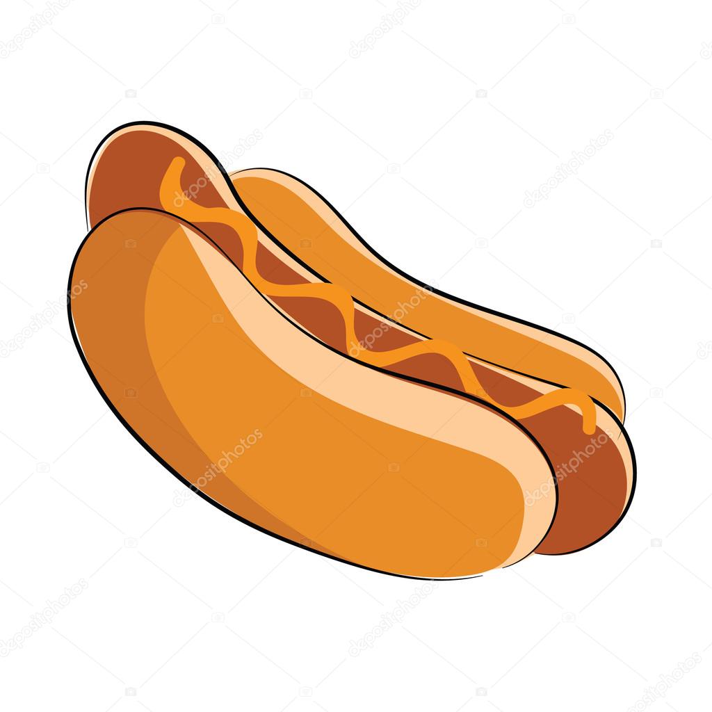 Hot Dog Colored Sketchy Vector Icon