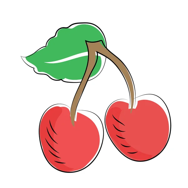 Cherry schetsmatig gekleurde vector pictogram — Stockvector