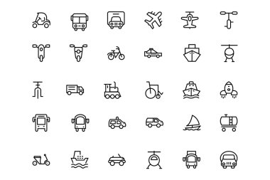 ulaşım vektör hat simgeler 2
