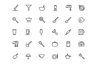 Kitchen Vector Line Icons 3 clipart