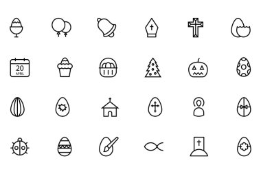 Easter Vector Line Icons 5 clipart