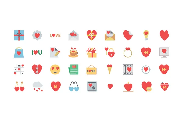 Iconos de colores de San Valentín 3 — Vector de stock