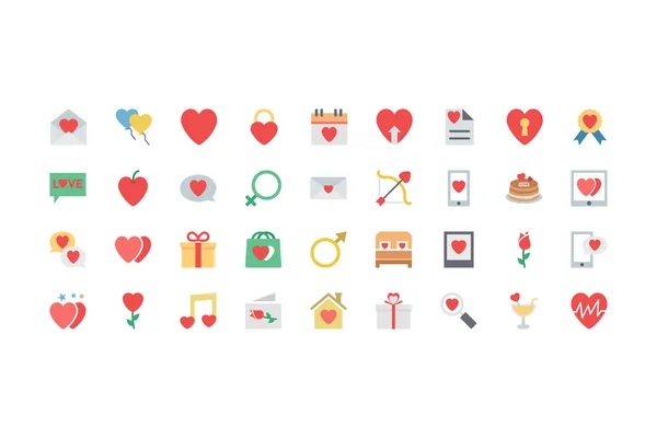 Valentine Icons 1 renkli — Stok Vektör