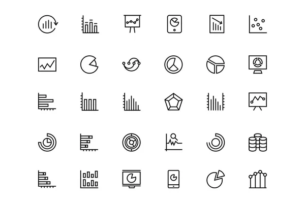 Business Charts Vector Line Icons 4 — Stock Vector