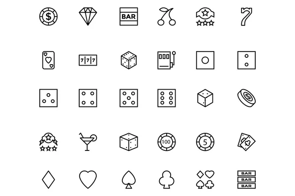 カジノのベクター線のアイコン 1 — ストックベクタ
