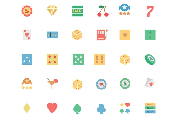 Vector de Casino plano iconos de colores 1 — Archivo Imágenes Vectoriales