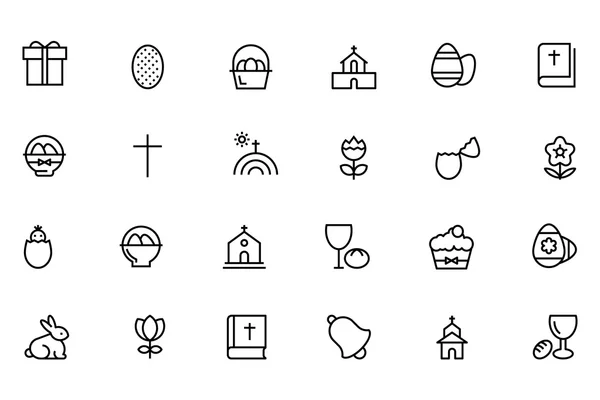 Iconos de línea vectorial de Pascua 2 — Archivo Imágenes Vectoriales