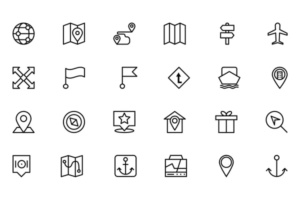Mapa y navegación Vector Line Iconos 4 — Archivo Imágenes Vectoriales