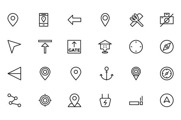Map and Navigation Vector Line Icons 1