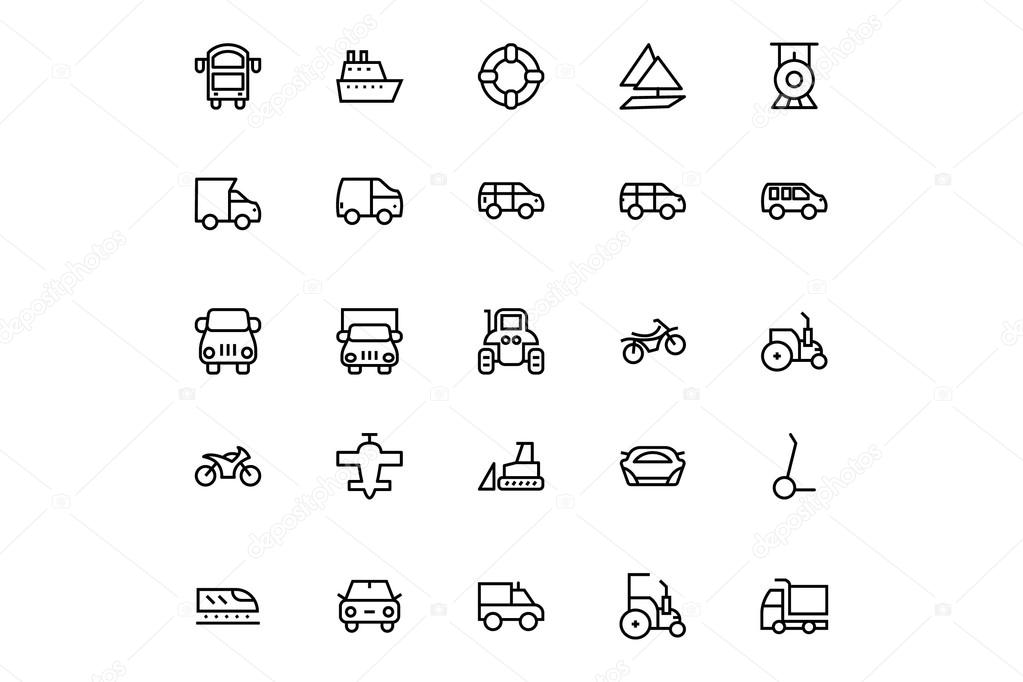 Transportation Vector Line Icons 3