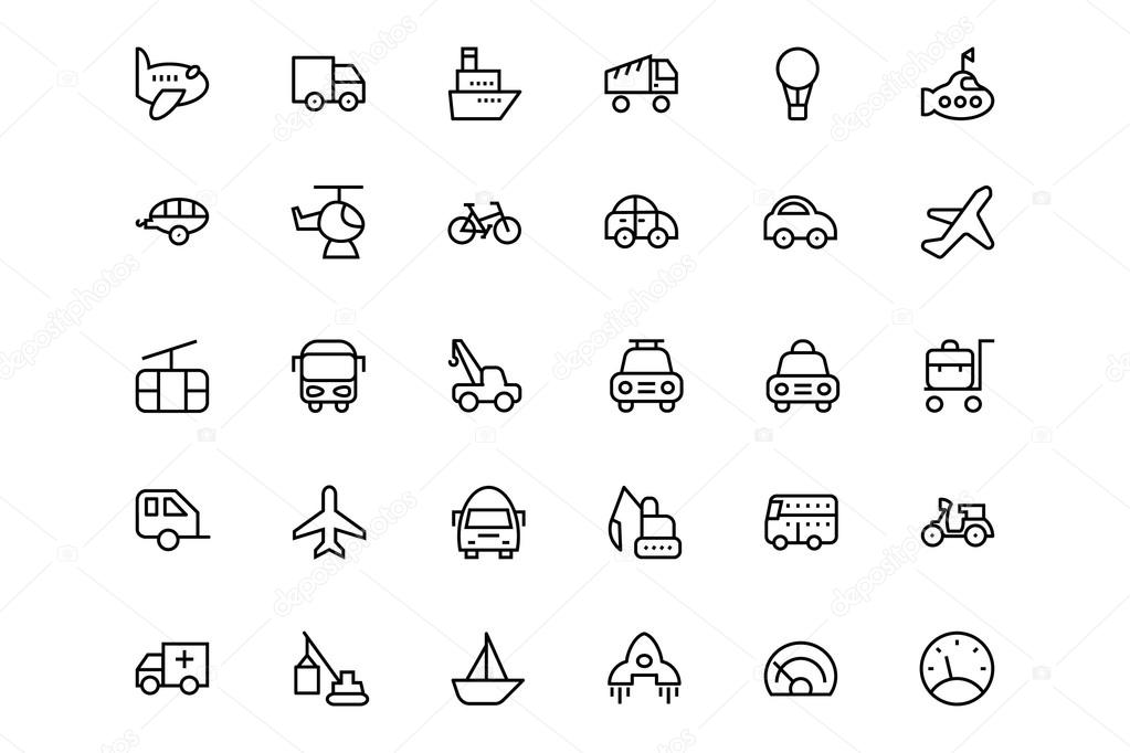 Transportation Vector Line Icons 1