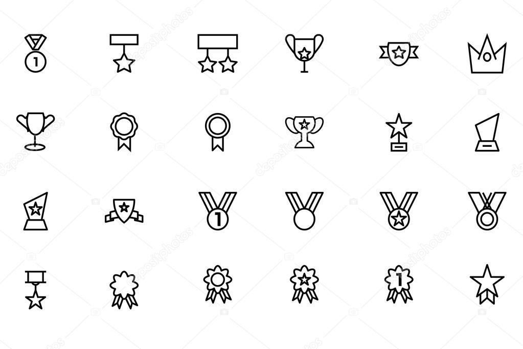 Award and Medal Vector Line Icons 4