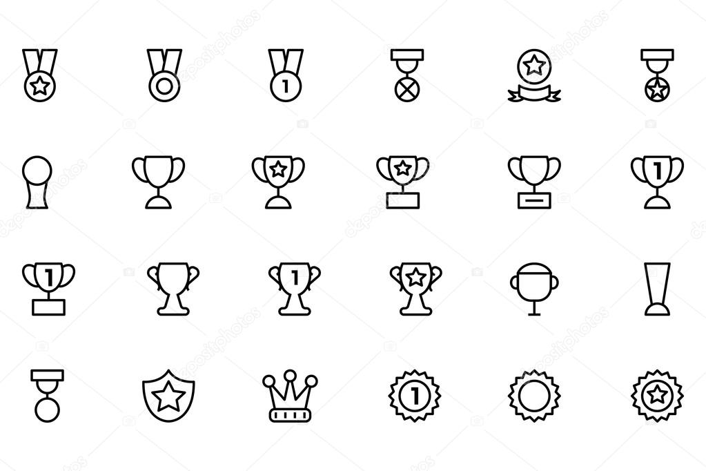 Award and Medal Vector Line Icons 2