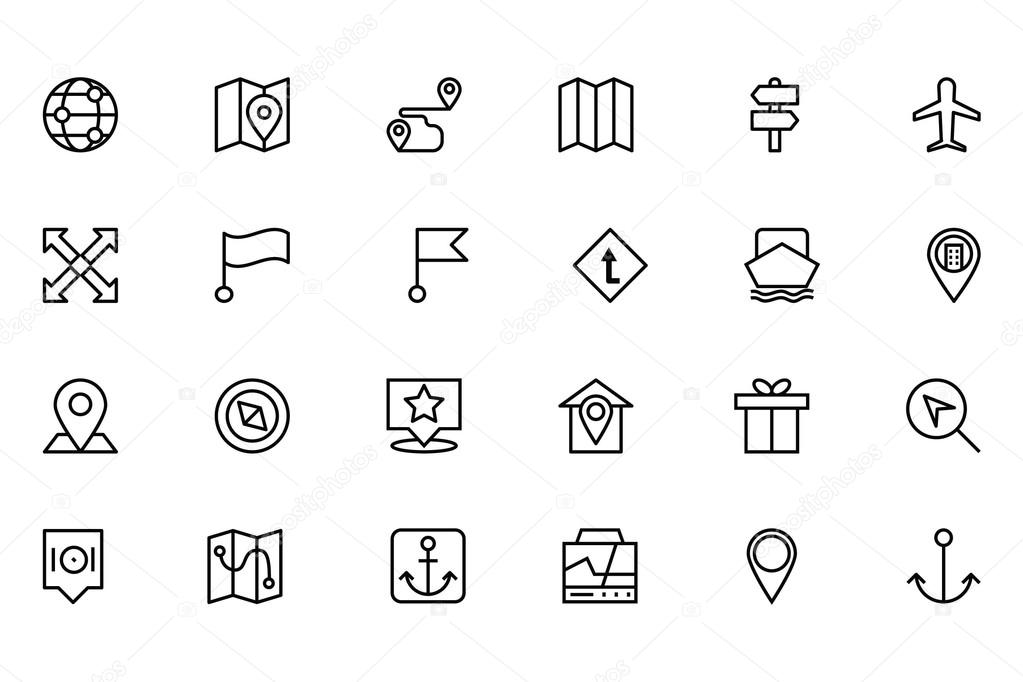Map and Navigation Vector Line Icons 4