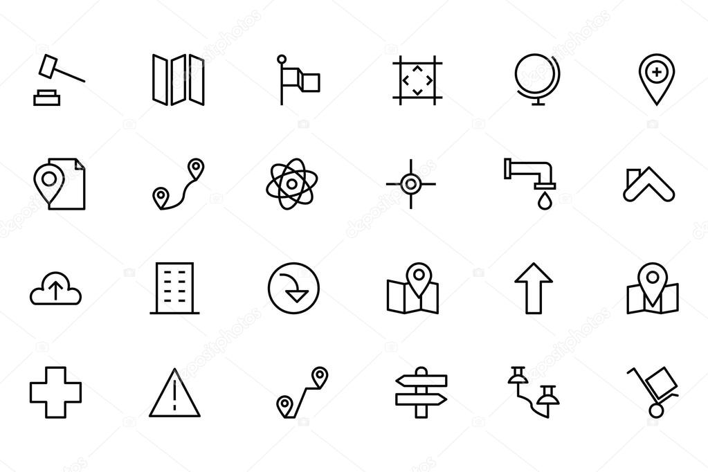 Map and Navigation Vector Line Icons 3