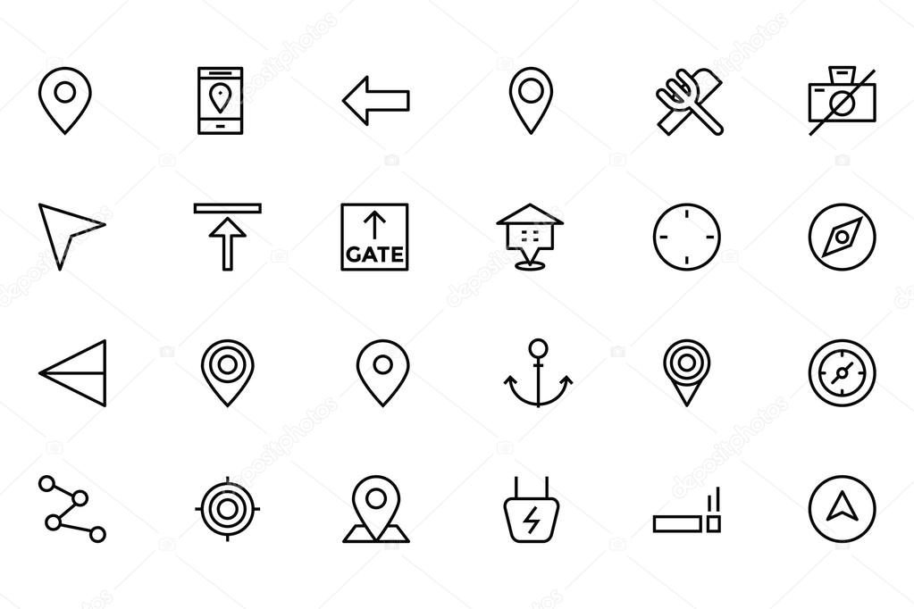 Map and Navigation Vector Line Icons 1