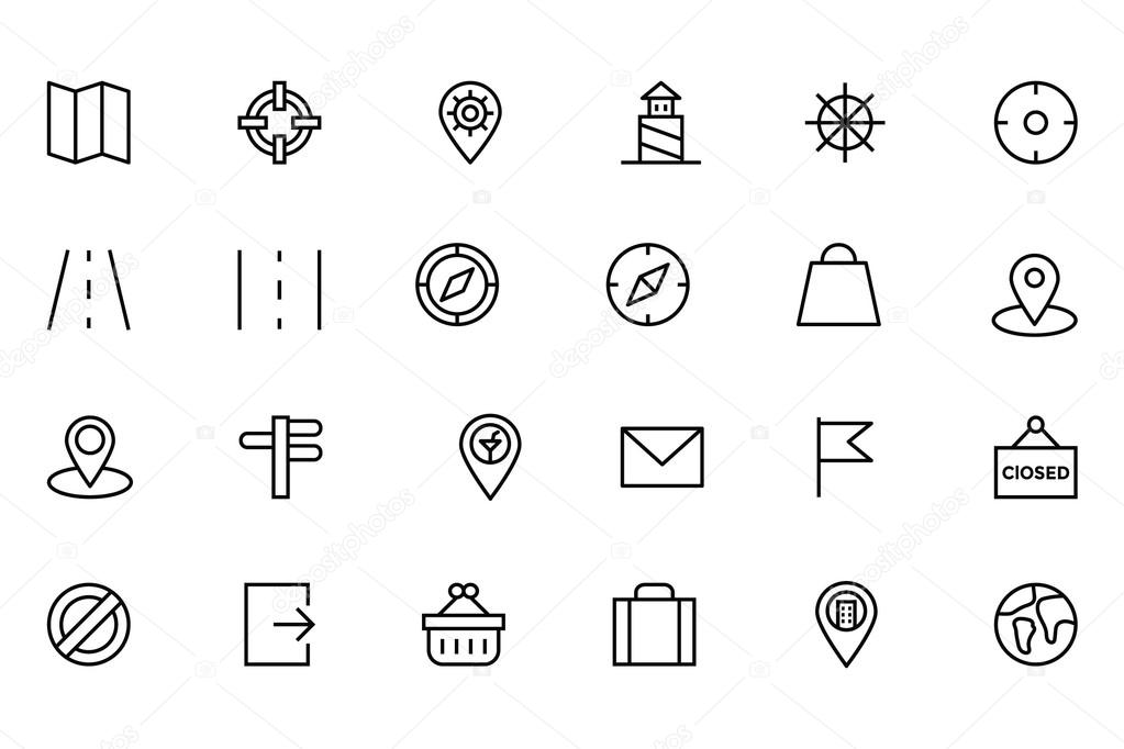 Map and Navigation Vector Line Icons 2