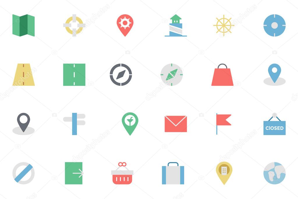 Map and Navigation Colored Icons 2