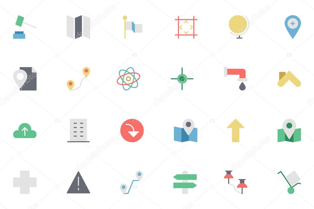 Map and Navigation Colored Icons 3