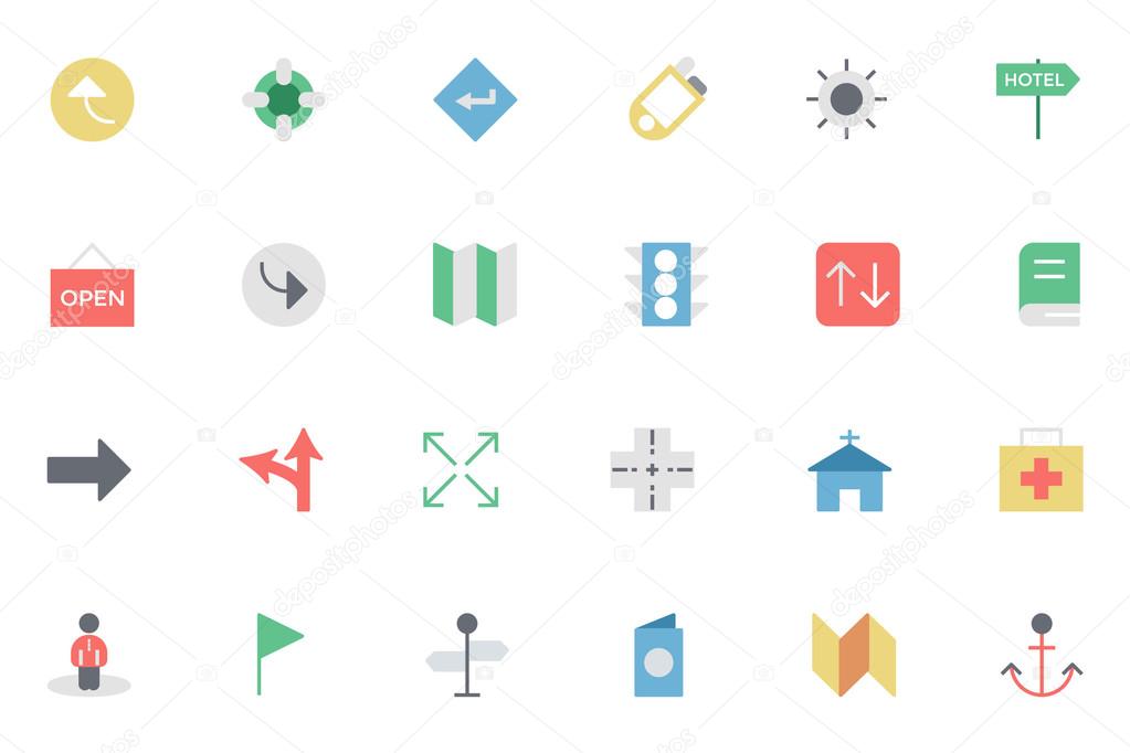 Map and Navigation Colored Icons 5