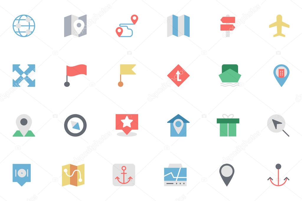 Map and Navigation Colored Icons 4