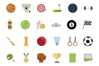 Sports and Games Colored Icons 1 clipart
