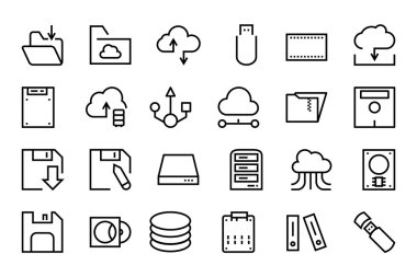 Data Storage Vector Line Icons 4