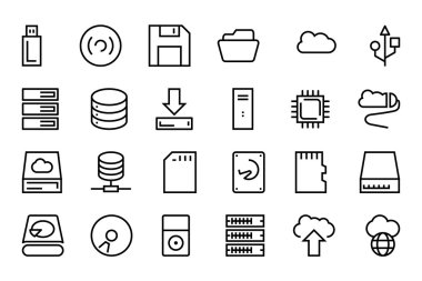 Data Storage Vector Line Icons 1