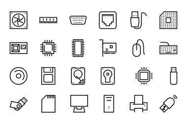 Computer Hardware Vector Line Icons 1 clipart