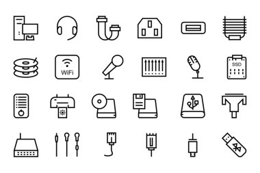 Computer Hardware Vector Line Icons 4