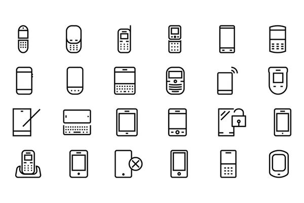 Mobile Vector Line Icons 1 — Stok Vektör