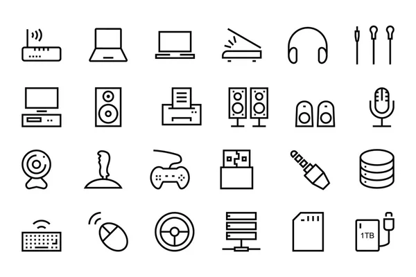 Hardware informático Vector Line Iconos 2 — Vector de stock