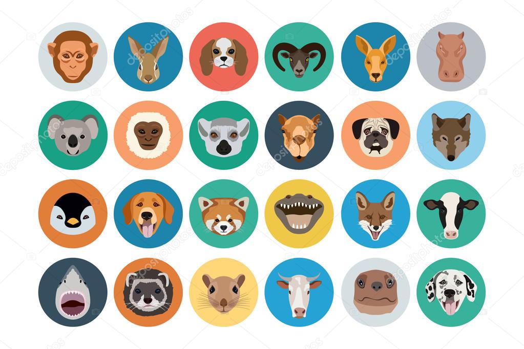 Animals Flat Colored Icons 2