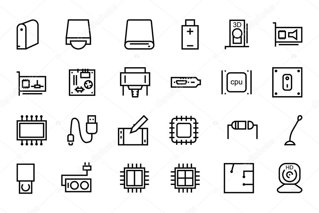 Computer Hardware Vector Line Icons 3
