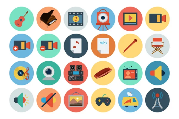 Multimedia Flat Icons 5 — Stockový vektor