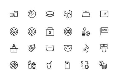 Casino and Gambling Outline Vector Icons 3